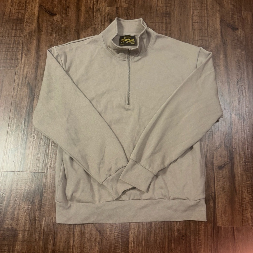 Maison Article Particle Tech Fleece Quarter Zip Mens X-Large Pullover Beige